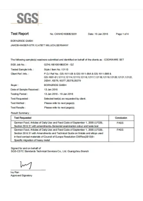 lfgb certified kitchen knife manufacturer report