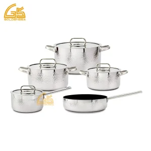 tri ply stainless steel cookware set gs 01602 9pcs cilver colour
