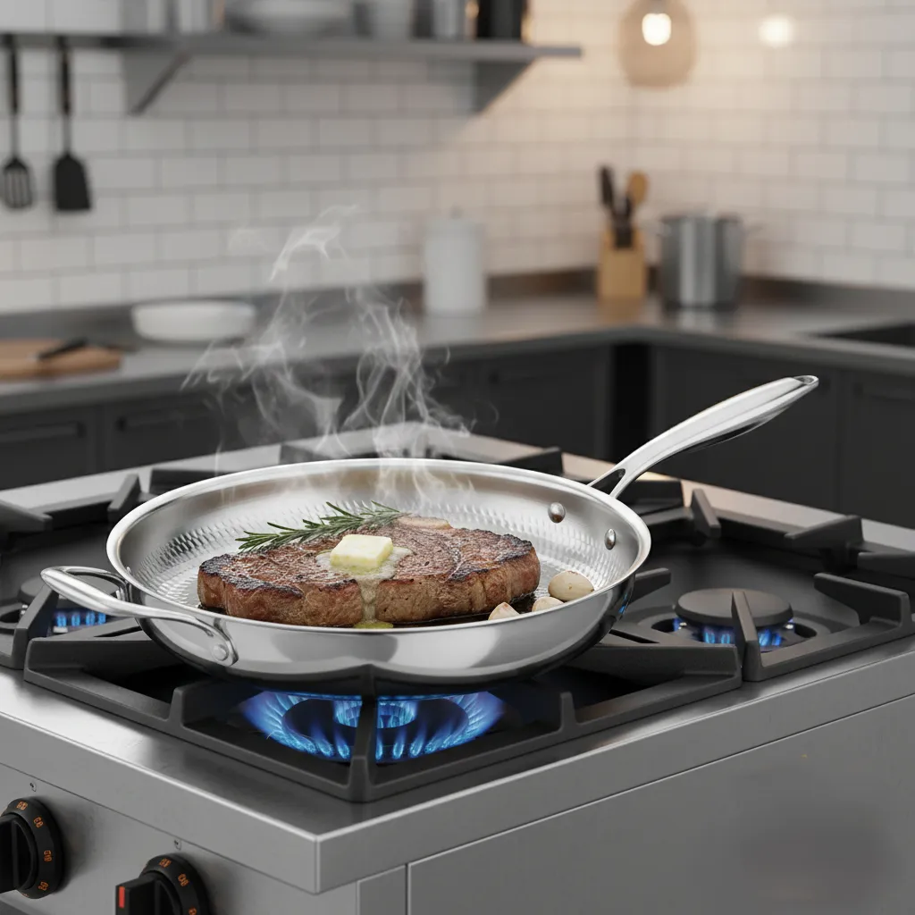 triply stainless steel frypan with fresh ingredients GS 01701 FP