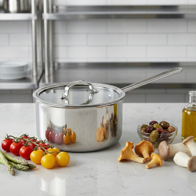 triply stainless steel saucepan with fresh ingredients GS 01636 SP
