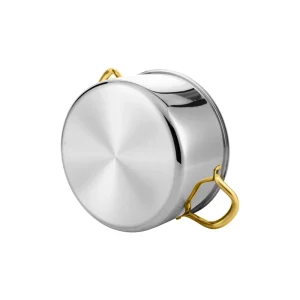 gs 01603 10pc triply casserole pot bottom view gold riveted handles