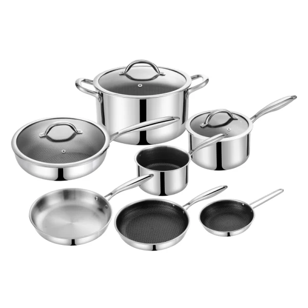 Gs Collection Pots Tri-ply Stainless Steel Cookware Set GS-01603-10pcs | Goldensea Kitchenware