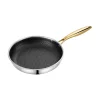 triply honeycomb frying pan gold plated handle GS 01601 FP