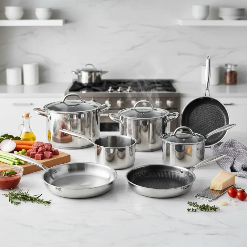 Tri-ply Stainless Steel Cookware Set GS-01603-10pcs | Goldensea Kitchenware
