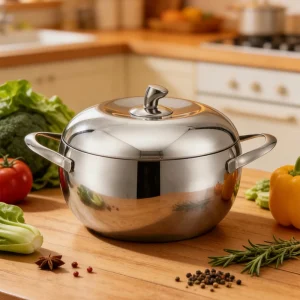 apple shape triply stainless steel casserole GS 01646 CA kitchen lifestyle display