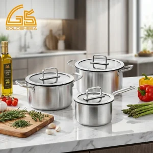 full body triply stainless steel cookware set gs 01622 6pc luxury kitchen scene