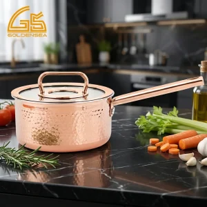hammered copper triply saucepan gs 01602 sp luxury kitchen prep