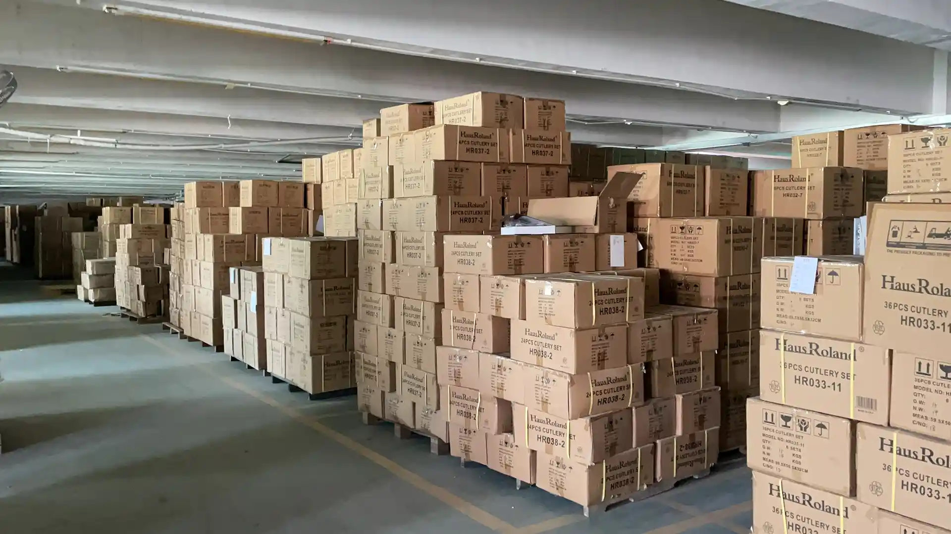 large scale cookware warehouse storage