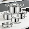 triply stainless steel cookware set 9 piece modern kitchen display gs 01642