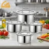 triply stainless steel cookware set gs 01641 8pc on modern kitchen countertop