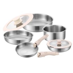 goldensea triply stainless steel pots and pans set detachable handle gs 01614 9pc