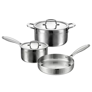 gs 01648 5pc wholesale oem triply stainless steel cookware set white background