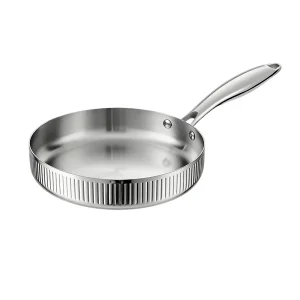 gs 01648 fp factory direct triply stainless steel frying pan white background