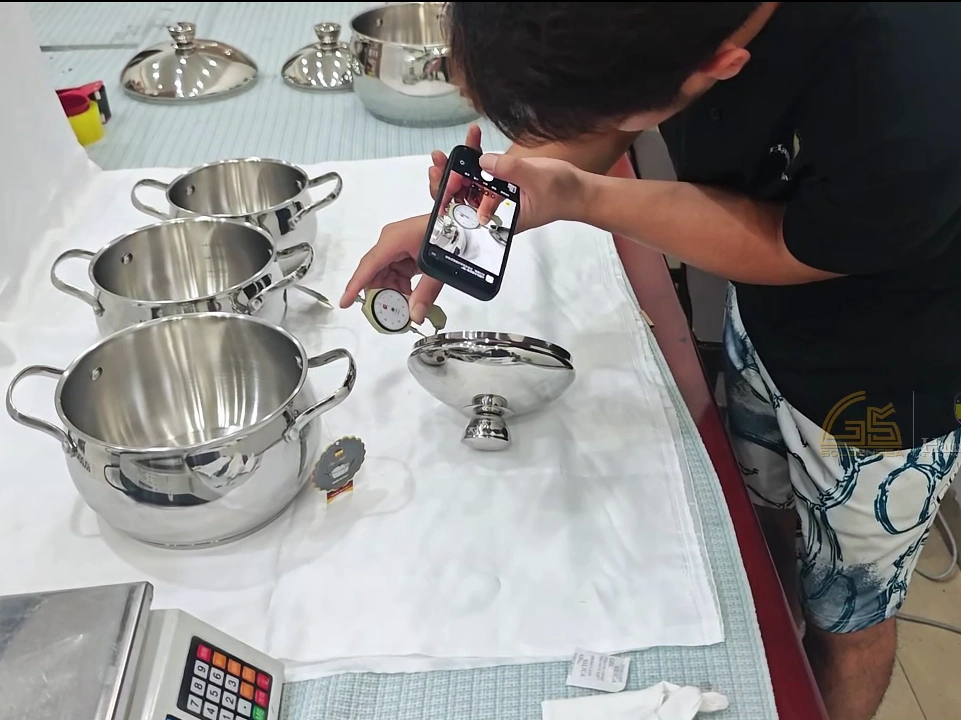 Tri-ply stainless steel cookware quality inspection thickness factory check