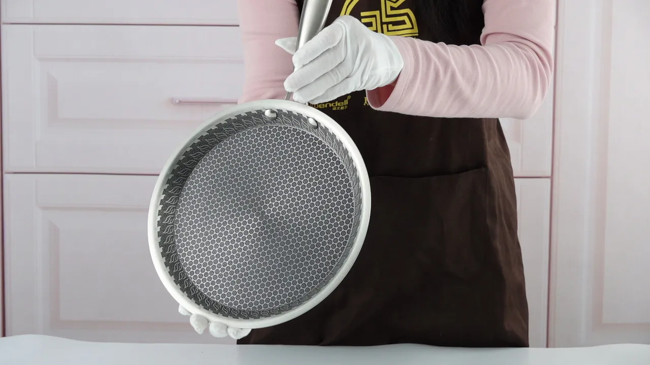 coated stainless steel frying pan cooking surface detail for private label cookware sourcing