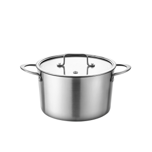 GS-01643-ST tri-ply stainless steel steamer pot base with side handles and glass lid
