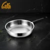 GS-01658-FP tri-ply stainless steel frying pan with black long handle for OEM cookware sourcing