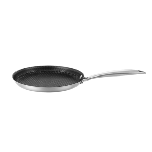 GS-01601EN-CP side profile of shallow pizza pan with riveted long handle