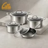 GS-01631 8-piece cookware set with glass lids in industrial studio scene