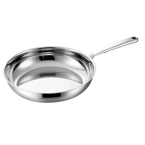GS-01660-FP tri-ply stainless steel frying pan with polished stainless steel interior and long handle
