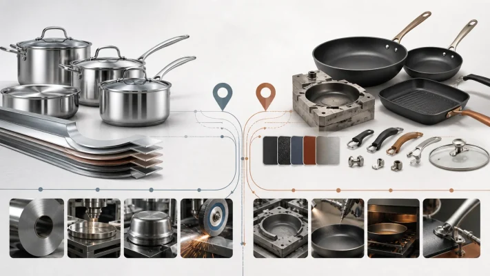 Guangdong vs Zhejiang cookware manufacturers comparison for stainless steel tri-ply and non-stick sourcing projects