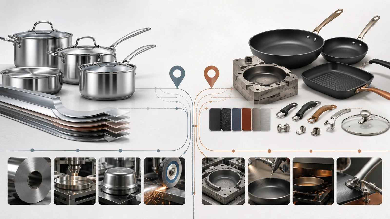 Guangdong vs Zhejiang cookware manufacturers comparison for stainless steel tri-ply and non-stick sourcing projects